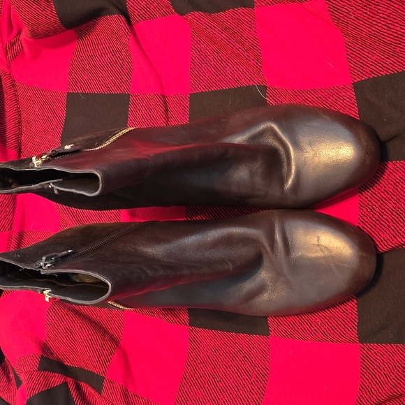 Chocolate Brown Isaac Mizrahi Live Kierra leather and suede wedge ankle boots - Picture 4 of 6